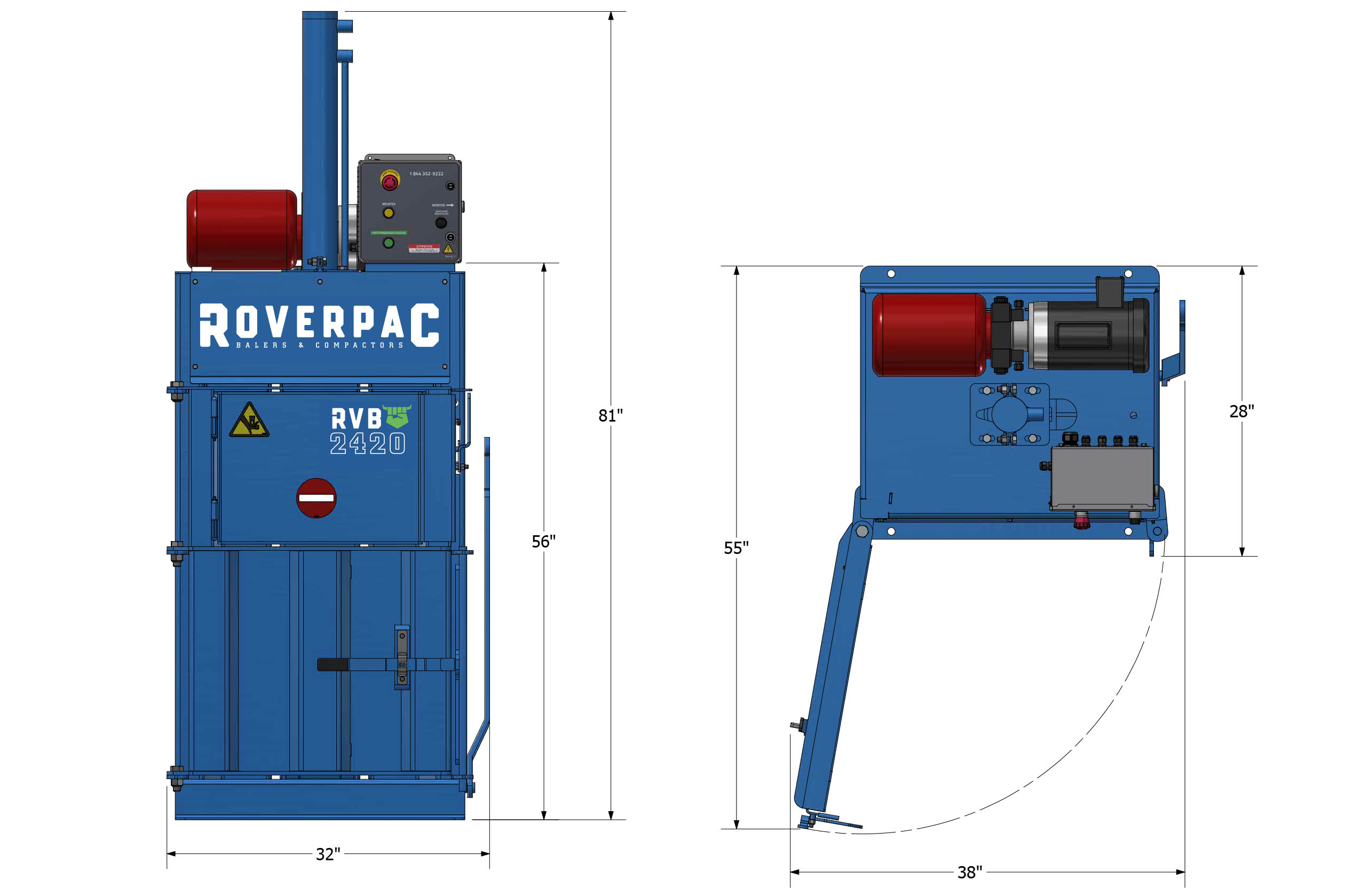 ROVERPAC RVB2420 Vertical Baler Dimensions ROVERPAC RVB2420 Vertical Baler Dimensions